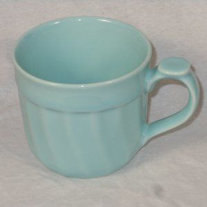 Coffee mug. Vintage GANZ light blue swirl body weighty porcelain